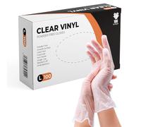 PANKTI Clear Vinyl Gloves, 100 Count, Clear Disposable Gloves - Packaging may vary (100, Large)