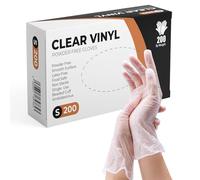 PANKTI Clear Vinyl Gloves, 200 Count, Clear Disposable Gloves - Packaging may vary (200, Small)