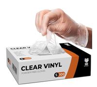 PANKTI Clear Vinyl Gloves - Powder Free & Latex Free - Clear Disposable Gloves for Medical, Cooking, Cleaning, Multi Use (S, 100)
