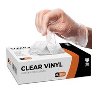 PANKTI Clear Vinyl Gloves - Powder Free & Latex Free - Clear Disposable Gloves for Medical, Cooking, Cleaning, Multi Use (XL, 100)