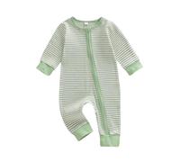PanLidapan Newborn Baby Boy Romper Tiny Baby Clothes Long Sleeve Round Neck Full Length Jumpsuit Infant Striped Bodysuit Boys Fall Winter One Piece Outfit Playsuit (Turquoise, 9-12 Months)