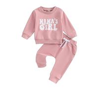 PanLidapan Toddler Baby Girl Spring Tracksuit Outfit Long Sleeve Tops Daddy’s Girl Letter Elastic Waist Drawstring Trousers Sweatsuit 2Pcs Set (Pink3, 6-12 Months)