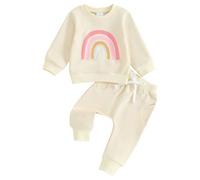 PanLidapan Toddler Baby Girl Spring Tracksuit Outfit Long Sleeve Tops Daddy’s Girl Letter Elastic Waist Drawstring Trousers Sweatsuit 2Pcs Set (Beige, 18-24 Months)