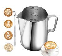 Panlom Milk Frothing Pitcher, 350ml/600ml/12oz/20oz Stainless Steel Coffee Creamer Milk Coffee Milk Jug Cup with Measurement Mark, Espresso Steaming Pitcher, Mate Finish (600ml/20oz)