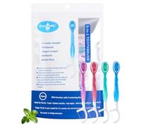 PANLOPU Disposable Toothbrush 4inch 5-in-1 Mini Toothbrush Integrated Toothbrush with Toothpaste Bead+Dental Floss+Toothpick+Tongue Scraper Travel Size Soft Fresh Breath 26 pcs (Mix)