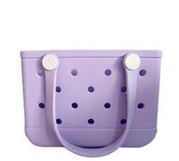 PanManner Small Tote Bag Rubber Beach Bag EVA Beach Tote Waterproof, Sandproof, Washable, Lightweight Travel & Outdoor, Taro Purple, Beach Bag