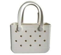 PanManner Small Tote Bag Rubber Beach Bag EVA Beach Tote Waterproof, Sandproof, Washable, Lightweight Travel & Outdoor, White, Beach Bag