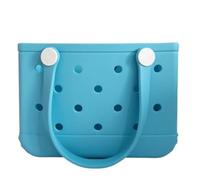 PanManner Small Tote Bag Rubber Beach Bag EVA Beach Tote Waterproof, Sandproof, Washable, Lightweight Travel & Outdoor (Lake Blue)