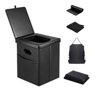 Panmout 16.5" XL Portable Toilet for Camping, Foldable Travel Toilet for Adults with Cushioned Seat, Heavy Duty 190lbs Capacity Commode for Car, Road Trip, Outdoor Emergency & Bedside Support