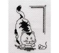 PANNA Cat and Mouse Counted Cross Stitch Kit D-0509, Black, 9.5 x 12cm