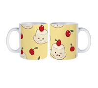 Panna Cotta Cakes with Cherries Novelty Ceramic Coffee Mugs with Handle Water Tea Cup Drinking Cups 12OZ