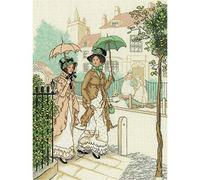 PANNA - Counted Cross Stitch Kit - Walking Ladies - VH-7147-18 Count - Aida - 12.6 x 9.45 inch - DIY kit
