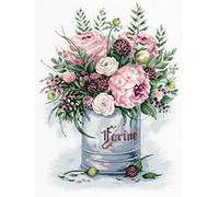 PANNA - Counted Cross Stitch Kit - Watercolour Bouquet - C-7050-16 Count - Aida - 13.78 x 10.63 inch - DIY kit
