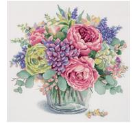 PANNA Cross Stitch Embroidery Kit Golden Series Peony Bouquet Counted Pattern 34.5 x 32 cm