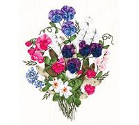 PANNA Ribbon Embroidery Kit-C-0973 Colourful Sweet Peas, Multi, 19 x 24cm