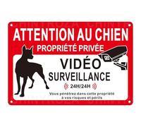 Panneau Attention au Chien et Camera Aluminium Reflective 30×20cm