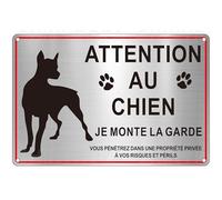 Panneau Attention au Chien Je Monte La Garde Aluminium Brossé 20 x 30 cm