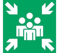 Panneau D'¨¦vacuation Point De Rassemblement Funny Metal Sign Crossing Traffic Novelty Square Sign 12x12 inch