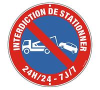 Panneau Interdiction de Stationner Metal Réfléchissante Diameter 300 mm Panneau Station Interdit Aluminium Stable and Durable, Etanche et Resistant aux UV, Facile à Installer