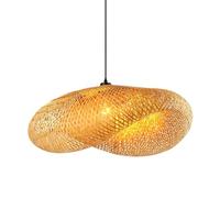 PANNN Rattan Pendant Light Handwoven Hat Chandelier E27 Boho Style Living Room Pendant Lamp Ceiling Creativity Vintage Wicker Lampshade Suitable for Dining Rooms Tea Rooms Bedroom Lighting(100cm)
