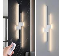 PANNN Wall Lamp Indoor LED Wall Lights Corridor Light Modern Wall Lighting Dimmable with Remote Control Long Linear Double-Head Light Suitable for Bedroom Living Room Staircase Hotel(C,80)