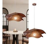 PANNN Wicker Pendant Light Vintage Farmhouse Pendant Lamp Bohemian Style Dining Table Lamp LED Suspended Lighting Fixture Suitable for Kitchen Island Dining Room Living Room Bedroom(Brown,50cm)