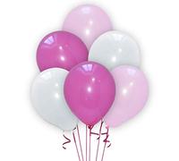 Pannu Design 10 Inch Latex Assorted 3 Colour Combinations Balloons Packs of 30 60 105 For Birthday Decorations Wedding Christmas. (Pack of 30 White Pink Light Pink)