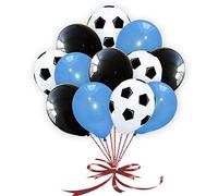 Pannu Design | 12” Inch Football Print Black & White Balloons | 100% Natural Latex | Assorted Multicolours | Perfect For Birthday | Soccer Theme Parties | Weddings Decorations. (Pack of 21, Blue)