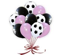 Pannu Design | 12” Inch Football Print Black & White Balloons | 100% Natural Latex | Assorted Multicolours | Perfect For Birthday | Soccer Theme Parties | Weddings Decorations. (Pack of 30, Pink)