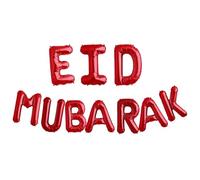 Pannu Design 16" EID MUBARAK Decoration - Foil Balloons Banner - Ramadan Party - Islamic Decorations for Home - Multi-Occasion (Red)