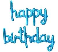 Pannu Design 16 Inches Cursive Happy Birthday Foil Balloons Banner Reusable Birthday Decorations for Kids and Adults Party Supplies for Theme Celebrations (Sky Blue)