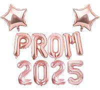 Pannu Design 2025 Prom Class Foil Balloons 16 Inch Letters and 18 Inch Star Balloons for Graduation and Party Decoration (Prom 2025 Rose Gold)