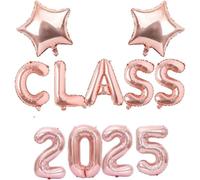 Pannu Design 2025 Prom Class Foil Balloons 16 Inch Letters and 18 Inch Star Balloons for Graduation and Party Decoration (Class 2025 Rose Gold)