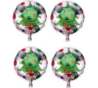 Pannu Design Christmas Decoration Foil Balloons X Mas Party Decoration Accessories For Indoor Outdoor (Christmas Tree Round Foil 18 Inches, Pack Of 4)