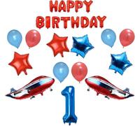 Pannu Design Combo of Birthday Party Foil and Latex Balloons for Adults and Kid's Birthday Party Decoration (Red Blue, Number-1)