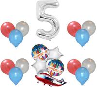 Pannu Design Combo of Foil and Latex Balloons Birthday Party Decorations Foil Balloons for Theme Events Celebrations (Multicolour, Number-5)