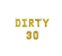 Pannu Design DIRTY 30 Foil Balloon Letter Balloons Thirty Birthday Decor Thirtieth 30th Birthday Decoration (Gold DIRTY 30)