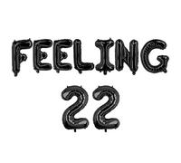 Pannu Design Feeling 22 Letter Balloon Set Foil Balloons,16 inch Balloons Party Celebration Decoration Supplies (Black)