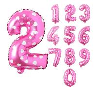 Pannu Design Foil Number Balloons, 16 inch Large Digit Number Foil Mylar Helium Balloons for Girls Boys Birthday Party Celebration Decoration Anniversary Supplies (2, Pink with Star)