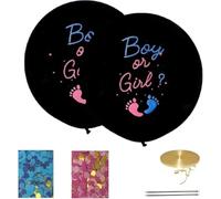 Pannu Design Gender Reveal 36 Inch Black Balloon Boy Girl Print 2pcs Large Latex Pink Blue confetti Baby Shower Party Balloon.