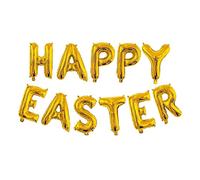 Pannu Design Gold Happy Easter Foil Balloons 16 Inch Self Inflating Mylar Balloon Bunny Rabbit Egg Decoration
