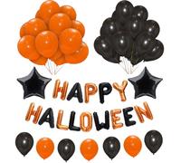 Pannu Design Happy Halloween Foil Balloons Arch Set Self-inflating Decoration Banner Hanging Tabs Scary Outdoor Party
