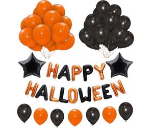 Pannu Design Happy Halloween Foil Balloons Arch Set Self-inflating Decoration Banner Hanging Tabs Scary Outdoor Party