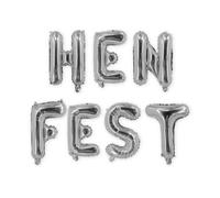 Pannu Design HEN FEST Letter Balloon Set Foil Balloons,16 inch Balloons for Hen Party Celebration Decoration Supplies (Silver)