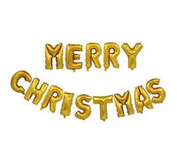 Pannu Design Merry Christmas Foil Balloon Banner Gold Xmas Bunting 16Inch Foil Hanging Letters