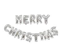 Pannu Design Merry Christmas Foil Balloon Banner Silver Xmas Bunting 16Inch Foil Hanging Letters