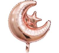 Pannu Design Pack of 2 18 Inch Moon and Star Foil Balloons for Ramadan Eid Birthday Wedding Baby Shower Party Decorations Indoor and Outdoor Decor Accessories (Rose Gold)