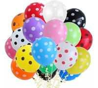 Pannu Design Polka Dot Latex Balloons 12 Inch for Party Decorations Birthday Wedding Anniversary Indoor and Outdoor Events with Free 10 Meter Ribbon (Multicolour, Pack of 50)