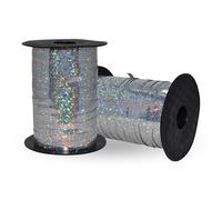 Pannu Design | Shiny Holographic Metallic Poly Crimped Curling Ribbon | for Balloon String, Gift Wrapping, Christmas Party, Florist Flowers, Decoration, Art & Craft. (100 Meter, Silver Holo)