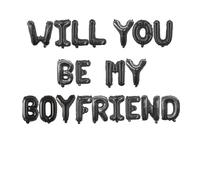 Pannu Design Will You Be My Boyfriend 16 Inch Foil Balloons Alphabet Letters Foil Balloons For Decoration Propose Your Best One With This Balloons (Black)